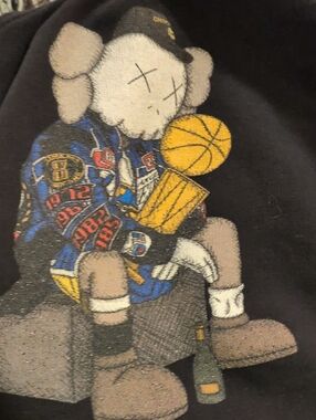Fufu Collection KAWS-Style Graphic Hoodie with Basketball Design Unisex Small